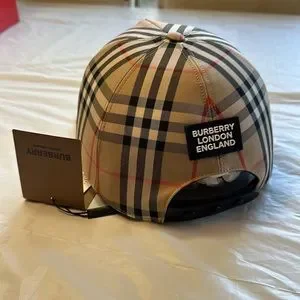 Authentic Burberry Cotton Check Trucker Cap XL, Archive Beige color NWT Burberry Nova Check Archive Beige Plaid Baseball Cap Hat  main image 4
